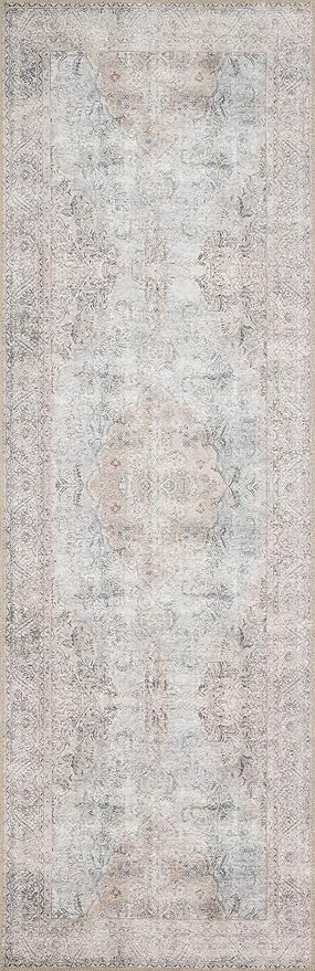 Loloi Loren Collection LQ-04 Silver/Slate 2'-6" x 7'-6" Runner Rug