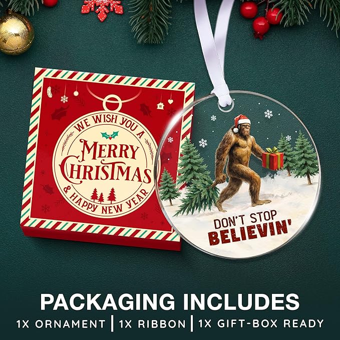 Bigfoot Ornament - Bigfoot Ornaments for Christmas Tree - A Quirky Sasquatch Christmas Tree Topper, Unique Gift for Bigfoot Lovers, Perfect Ornaments for Holiday Decor, Sasquatch and Big Foot Gifts