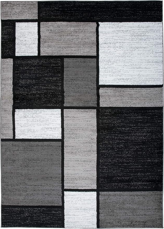 Rugshop Modern Geometric Gray Area Rug, Non-Shedding Carpet for Living Room, Bedroom, or Study, 6'6" x 9'