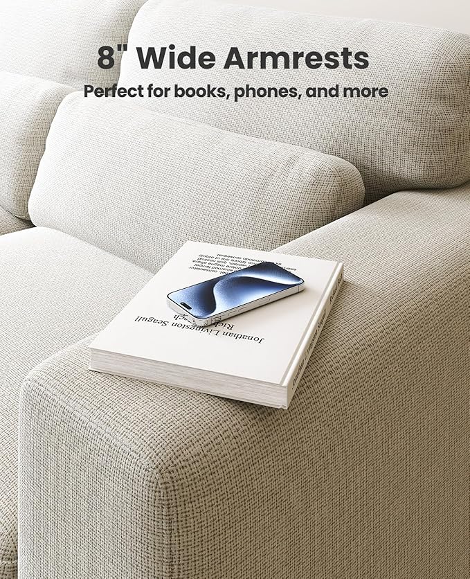 Amada 89" Sofa, 3 Seater Couch Sofa for Living Room, Modern Sofa with Deep Seats & Wide Armrests, Comfy Couch with Removable Washable Covers & Linen Fabric, Easy Assembly