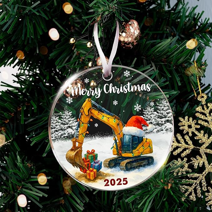Excavator Ornament - Unique Christmas Tree Decoration for Construction Enthusiasts, Perfect Digger Ornaments for Kids, Creative Backhoe Ornaments for Christmas, Ideal Gift for Holiday Season