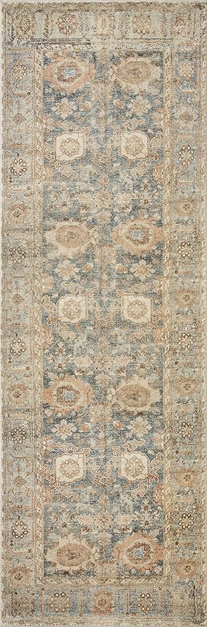 Loloi Margot Collection MAT-03 Ocean/Spice 2'-6" x 11'-6" Runner Rug feat. CloudPile, No-Shed Easy Clean Large Patterned Area Rug for Living Room, Bedroom, Dining Area