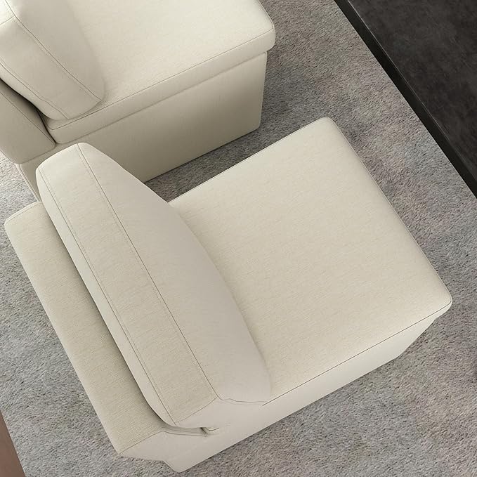 VKNOW Upholstered Dining Chairs Set of 4, Modern Kitchen Chairs with Storage, Linen Armchair Dinner Chair for Kitchen Dining Room Office Bedroom, Beige