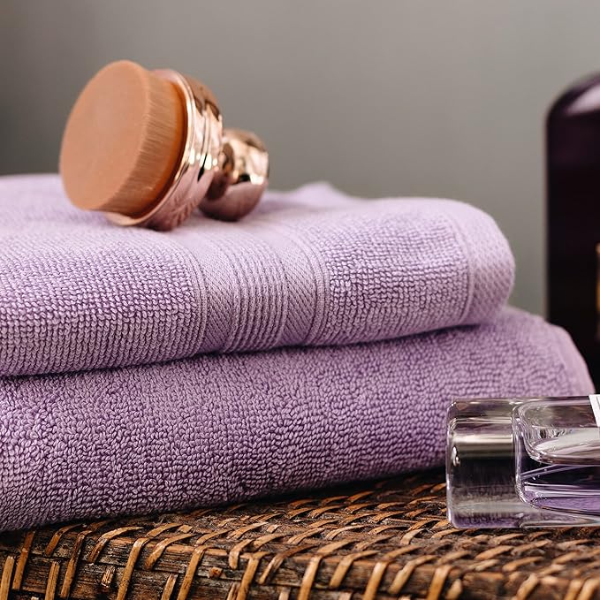 Luzia 8 Piece Bathroom Towel Set - 100% Turkish Cotton, Premium Quality - 2 Bath Towels 2 Hand Towels and 4 Washcloths (Lavender/Purple)