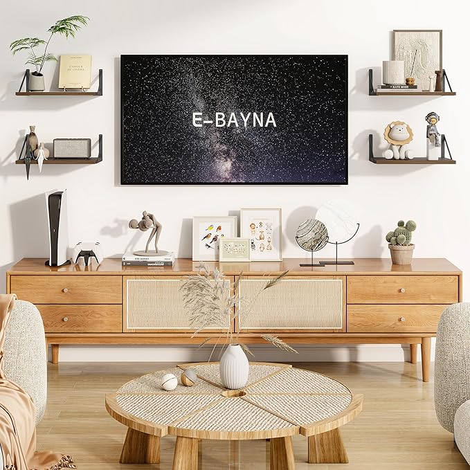 Heimlove 12 Inch Deep Floating Shelves for Wall, 16W x 12D Wide Floating Shelves Heavy Duty Wall Mounted Shelves, Wood Shelves for Living Room Bedroom Bathroom Kitchen- Set of 4