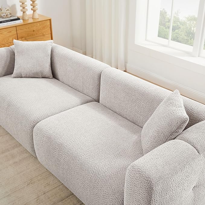 VANOMi Modular Sectional Sofa Set Oversized Cloud Couch with 95" Sofa & 42" Armchairs Living Room Furniture Set Boucle Upholstered Oversized Couch with Pillows Light Khaki 2 Sofas+1 Chair