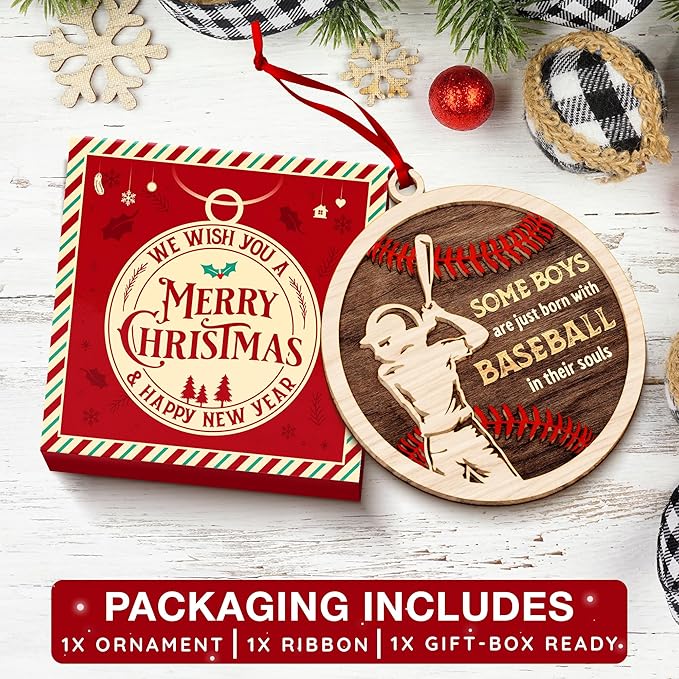 Baseball Ornaments for Christmas Tree - 2025 Signature Baseball Decor, Mini Sports Ornaments for Fanatics, Unique Player Ornament Gifts for Boys, Ideal Christmas Ornaments for Sport Enthusiasts
