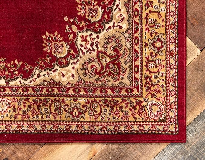 Unique Loom Reza Collection Traditional Persian Style Area Rug, 4 x 6 ft, Burgundy/Ivory