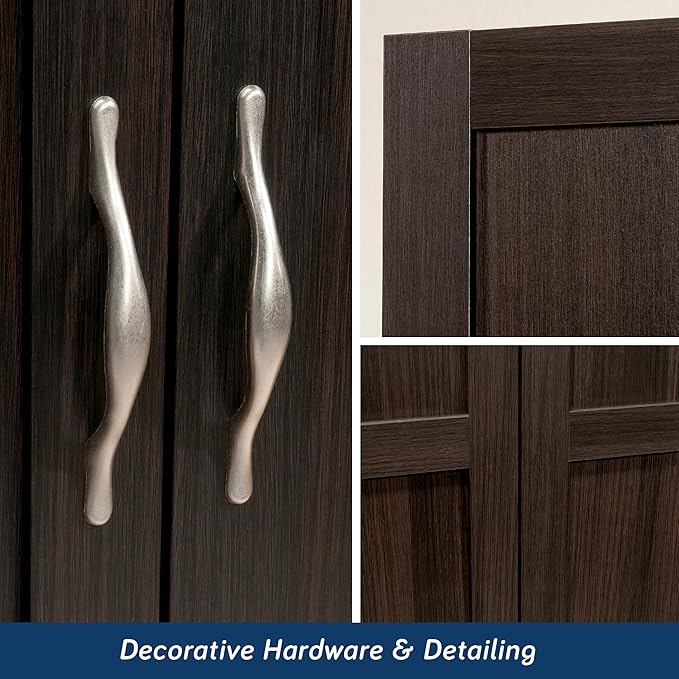 Sauder Storage Cabinet/ Pantry cabinets, 29.61 " x D: 16.02 " x H: 71.50", Cinnamon Cherry finish