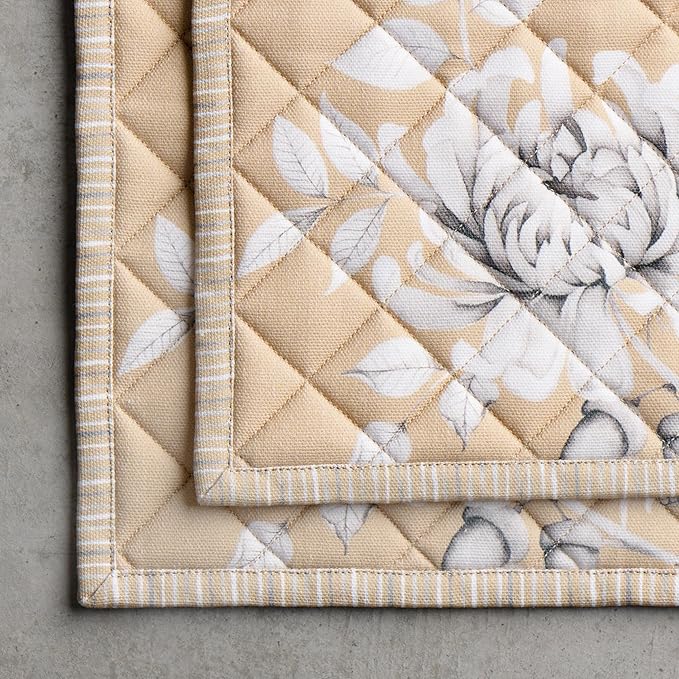 Maison d' Hermine Pot Holders Set 100% Cotton Heat Resistant Potholders 8" x 8" Hot Pads with Loop for Thanksgiving Christmas Decorations BBQ Baking Handling Hot Pans (Pack of 2, Pretty Autumn)