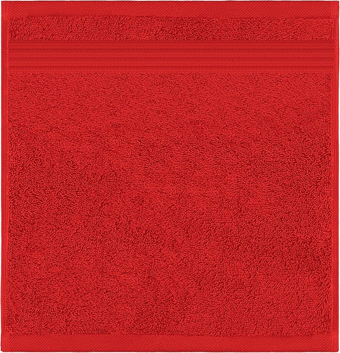 American Veteran Towel, 100% Cotton Turkish Washcloths for Bathroom Essentials 4 Pack, Soft Absorbent Wash Cloths Quick Drying Small Towels Washrags, Red