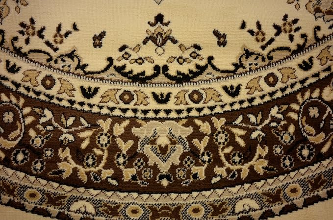 Unique Loom Reza Collection Traditional Persian Style Area Rug, 8' 0" x 8' 0", Ivory/Brown