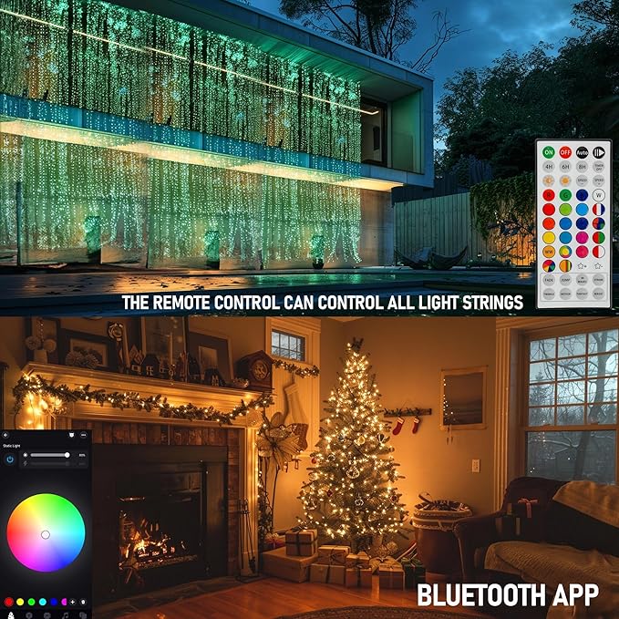 Dazzle Bright Smart Christmas String Lights, 164FT 500 LED RGB Color Changing String Lights with Remote & App Controlled, Halloween Decorations for Indoor Outdoor Holiday Xmas Tree Party Decor