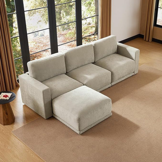 CHITA 116" Sectional Couches for Living Room, Modular Sectional Sofa with Chaise, Comfortable 8-Layer Cushion Structure Design, 4 Seat L Shaped Couch, Chenille in Taupe