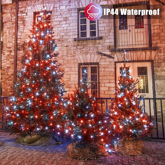 300 LED Christmas Lights Outdoor -100ft Extra Long Christmas String Lights 8 Modes Plug in Waterproof Fairy Lights with Timer Memory for Indoor Outside Bedroom Home Party Decoration, Red&White
