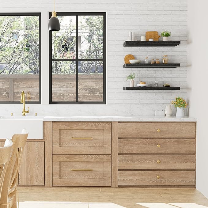 QEEIG 10" Deep Floating Shelves for Wall - 10 x 24 inch Book Shelf Bathroom Bedroom Kitchen Living Room Hanging Bookshelf Farmhouse Set of 3, Black (025-60B3)