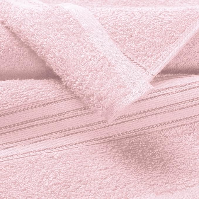 BOUTIQUO 100% Cotton 2 Pack Bath Towel Set 28x55 inches, Eco-Friendly Large Bath Towels, Compact Quickdry Lightweight Soft & Highly Absorbent Bath Towel, Ideal for Everyday Gym Travel Camp Pool - Pink