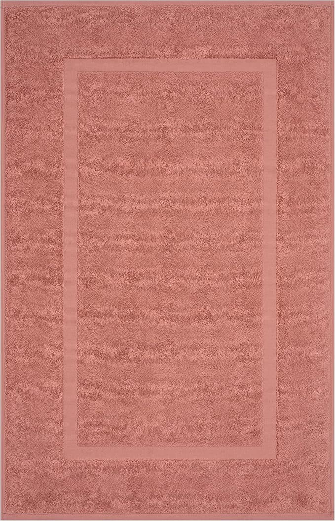 Cotton Paradise 100% Cotton Bath Mats for Bathroom Floor Set of 2 Pack, 20x34 Soft Absorbent Washable Quick Dry Tub Bathmat, Coral Towel Bath Mat