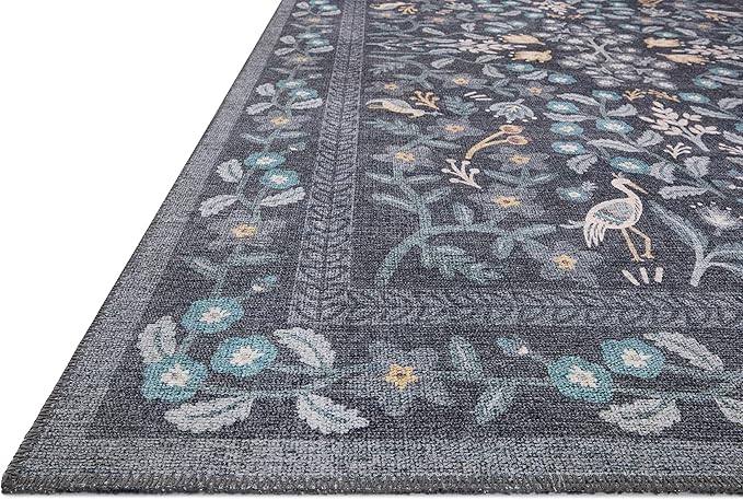 Loloi Rifle Paper Co. Maison Collection MAO-01 Nightingale Black 5'-0" x 7'-6", .19" Pile Height, Area Rug