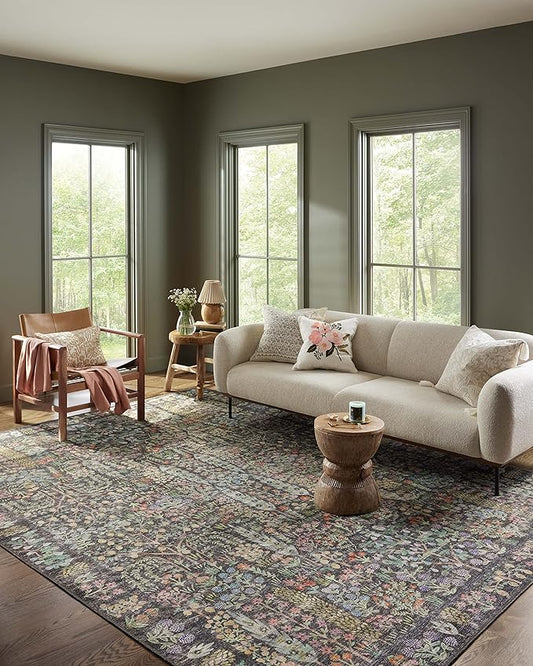 Loloi Rifle Paper Co. Maison Collection MAO-07 Charcoal 2'-6" x 12'-0", .19" Pile Height, Runner Rug