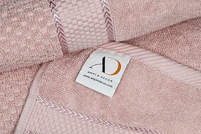 Ample Decor 100% Cotton Soft Pink Bath Towel for Bathroom Set of 4 Popcorn Textured - Super Soft, Quick-Dry, Highly Absorbent, Lightweight, Machine Washable - Mulaayam Collection - 30 X 54 Inch