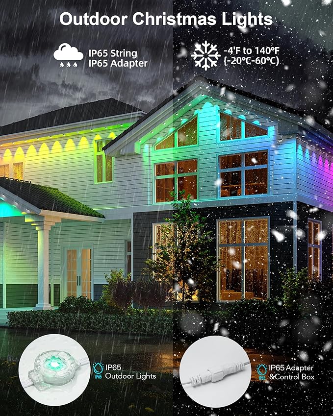 111FT Permanent Outdoor Lights,72 RGB Eaves Lights with App Control Remote, IP65 Waterproof Eternity Eaves Lighting, Outdoor Light for Outside Roofline Decor, Party, Holiday Xmas