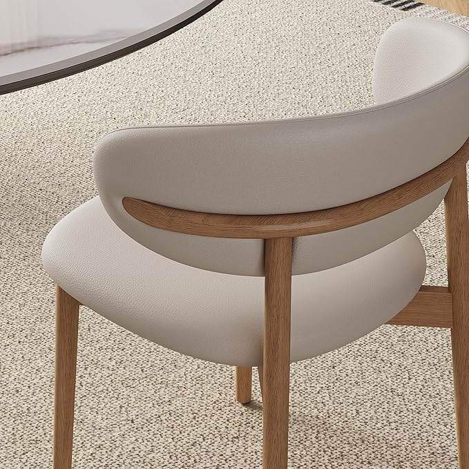 Dining Chairs Set of 2, Modern Faux Leather Dining Wood Legs for Living Kitchen Dining Room