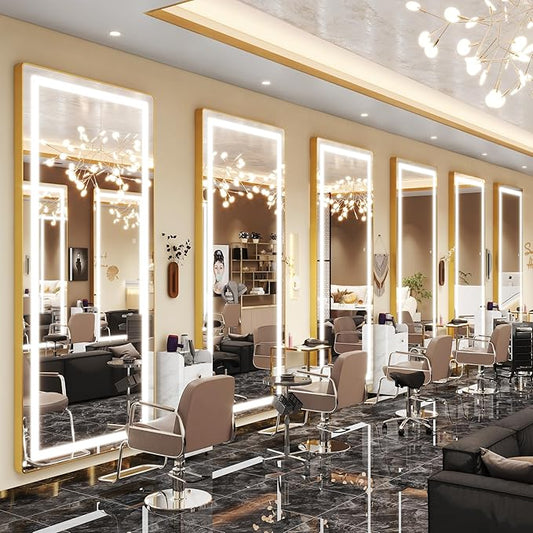 FENNIO 80" x 36" LED Full Body Mirror, Oval Wall Mounted Hanging Mirror with Lights for Bedroom, Salon, 3 Color Lighting, Tempered Glass