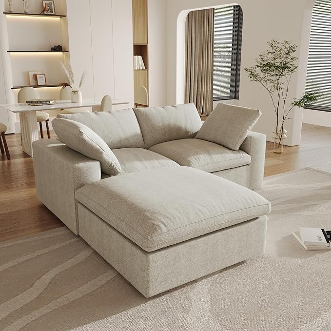 Cloud Modular Sectional Sofa Couch,80.3" L Shaped Convertible Couches with Storage Ottoman for Living Room,Minimalist Deep Sofa Couches,Sofa Covers Washable&Replaceable