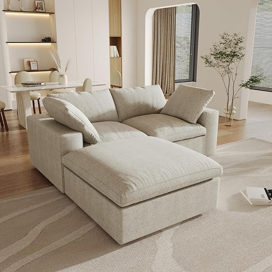 Cloud Modular Sectional Sofa Couch,80.3" L Shaped Convertible Couches with Storage Ottoman for Living Room,Minimalist Deep Sofa Couches,Sofa Covers Washable&Replaceable