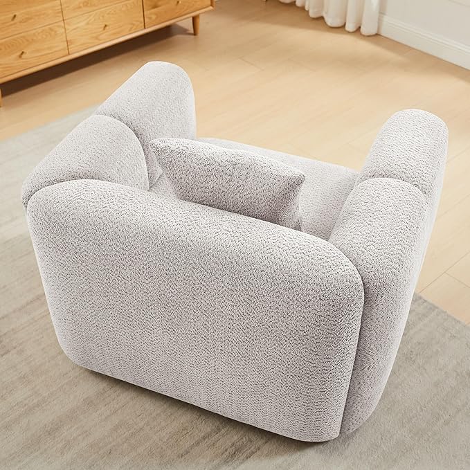 VANOMi Modular Sectional Sofa Set Oversized Cloud Couch with 95" Sofa & 42" Armchairs Living Room Furniture Set Boucle Upholstered Oversized Couch with Pillows Light Khaki 2 Sofas+1 Chair