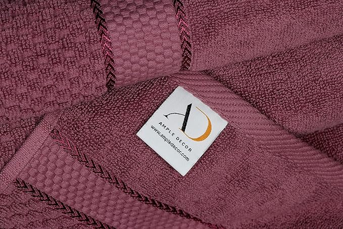 Ample Decor Grape Purple Wash Cloth Set of 10 100% Cotton - Quick Dry, Highly Absorbent, Popcorn Textured - Mulaayam Collection - 12 X 12 Inch