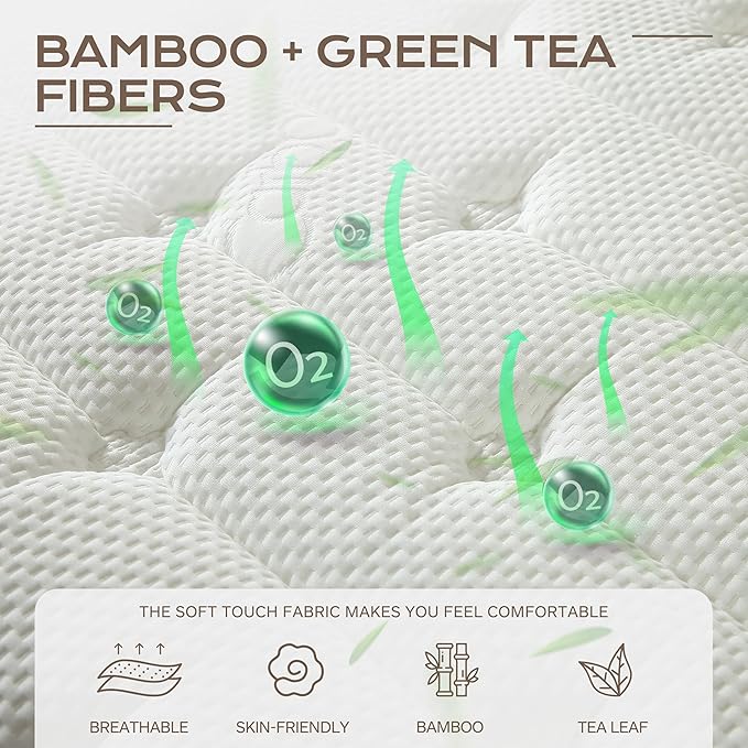 14 Inch Cal King Hybrid Mattress, Medium-Firm, Pressure Relief & Motion Isolation Memory Foam w/Pocket Springs, Cooling, Hypoallergenic, Ideal for Back Pain, Side Sleepers, Plus-Size Sleepers