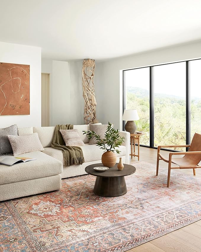 Loloi Loren Collection LQ-15 Terracotta/Sky 2'-6" x 7'-6" Runner Rug