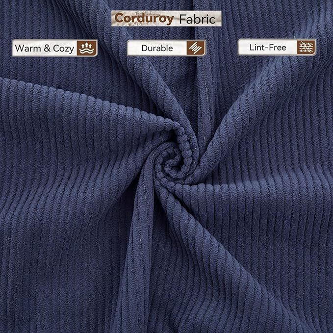 Convertible Sleeper Sofa Bed with Cylindrical Pillow, Corduroy Folding Boneless Couch with Fixed-Shape Frame, Floor Sofa Lounge Couch for Living Room Bedroom Lounge Studio-Blue