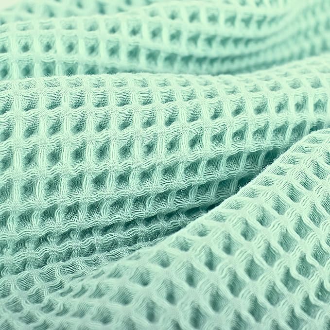 Püskül - Luxury Waffle Towel Set for Bathroom 4 Pieces Ice Green, Premium Quality Organic 100% Turkish Cotton 2 Hand and 2 Bath Towels Sets, Quick Dry Thin Waffle Towels, Made in Turkiye (Ice Green)