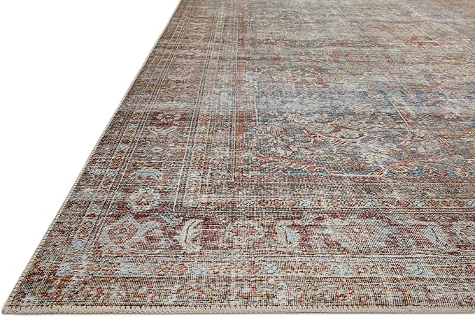 Loloi Chris Loves Julia Jules Collection JUL-05 Lagoon/Brick 9'-6" x 14', .13" Pile Height, Area Rug