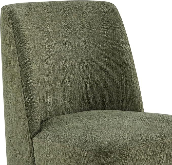 CHITA Upholstered Rolling Dining Chair on Casters Set of 2, FSC Certified Modern Fabric Dining Chair with Casters, Boucle Dining Chairs for Reading Room Kitchen Dining Room, Moss Green