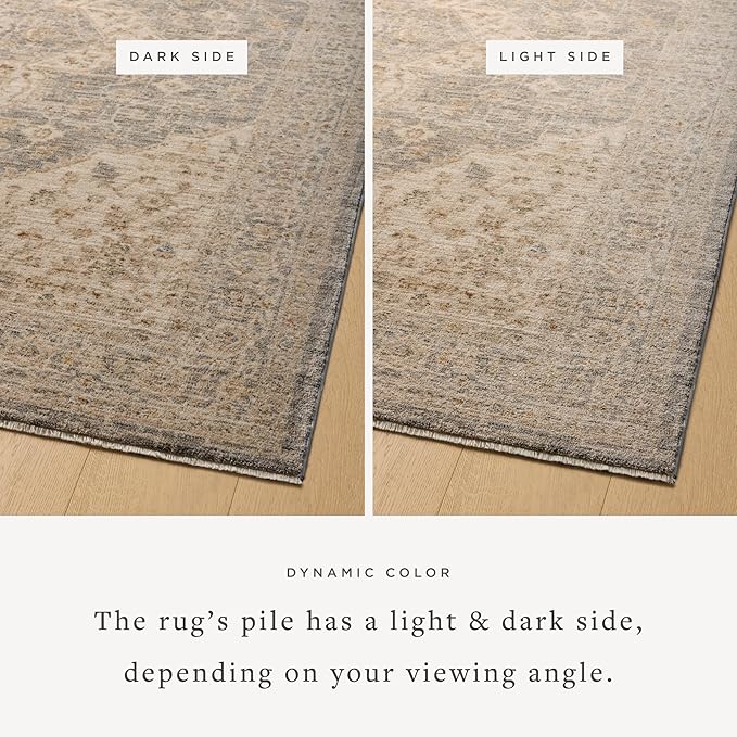 Loloi Magnolia Home by Joanna Gaines Junie Collection JUE-05 Denim/Natural 9'-6" x 9'-6", .38" Pile Height, Round Area Rug