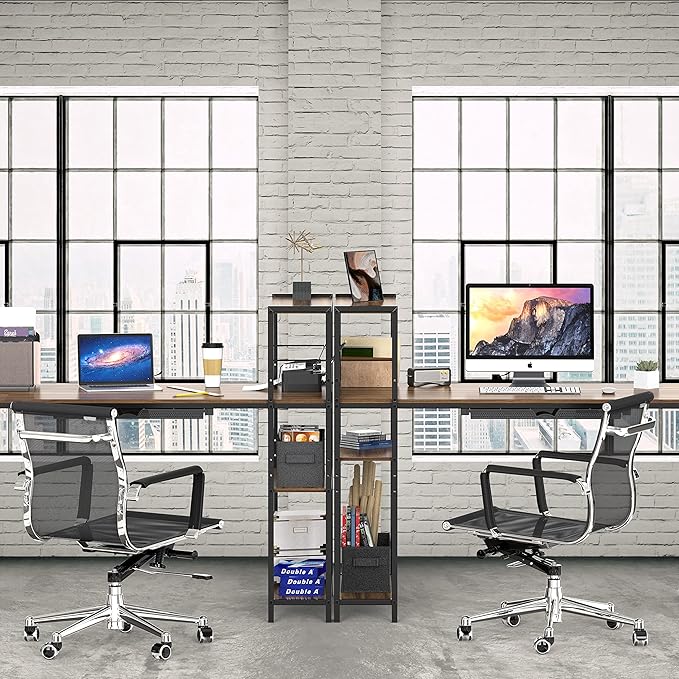 SHW 46-Inch Home Office Mission Computer Desk with Side Shelf and Drawer, Walnut