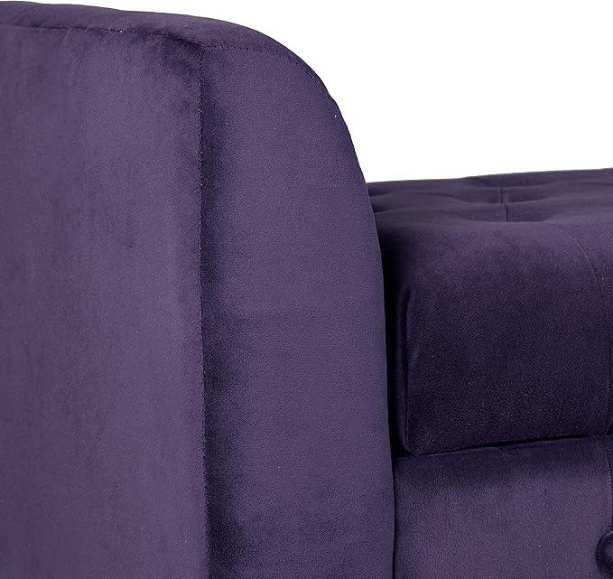 HomePop Velvet Tufted Storage Bench Settee with Hinged Lid, Purple 50" x 18" x 23"