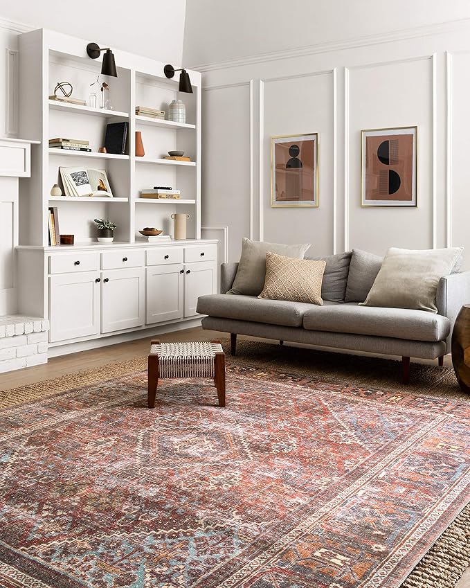 Loloi Loren Collection LQ-13 Brick/Midnight 7'-6" x 9'-6" Area Rug