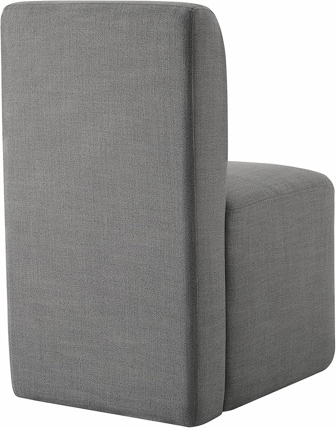 CHITA Dining Chairs with Casters Set of 4, FSC Certified Upholstered Armless Modern Rolling Dining Chairs with Rollers for Bedroom Reading Room Living Room, Grey