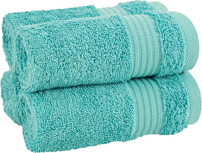 Cotton Paradise 100% Cotton Turkish Washcloth Set for Bathroom, 4 Piece Soft Absorbent Small Hand Face Towels Wash Rags, Turquoise