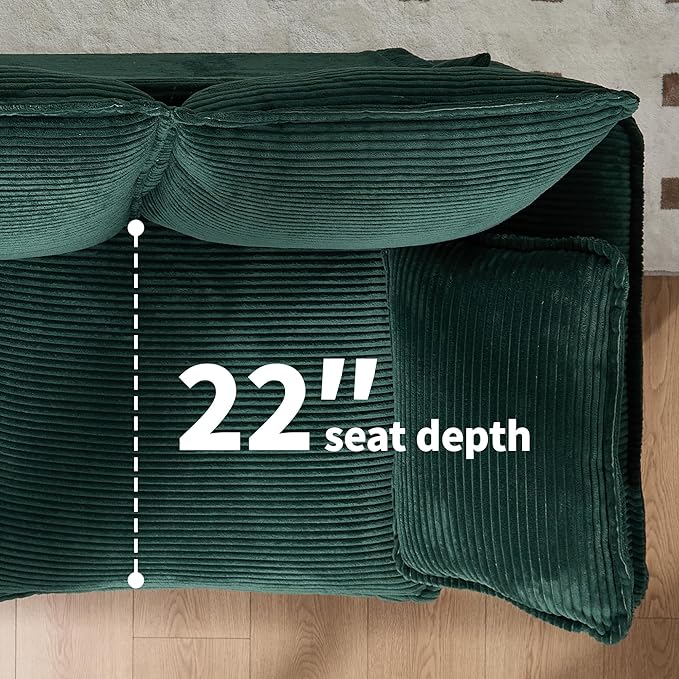 83" Loveseat Sofa, Cloud Couches for Living Room, Comfy Corduroy Couch with Deep Seat, Love Seat Couches for Bedroom, Apartment and Office, Easy Assemble for Small Space (Green)
