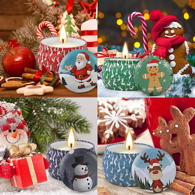 Christmas Candles Gifts for Women, 4 Pack Scented Candles Set,120 Hour Long Lasting Natural Soy Wax Aromatherapy Candle for Meditation, Yoga, Relaxation, SPA, Ideal Gifts for Women