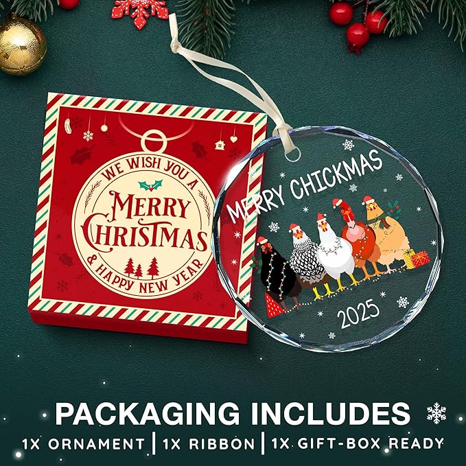 Chicken Ornament - Festive Rooster Decorations for Christmas Tree, Charming and Unique Chicken Christmas Ornaments, Perfect for The 2025 Holiday Season, Ideal Gift for Poultry Lovers