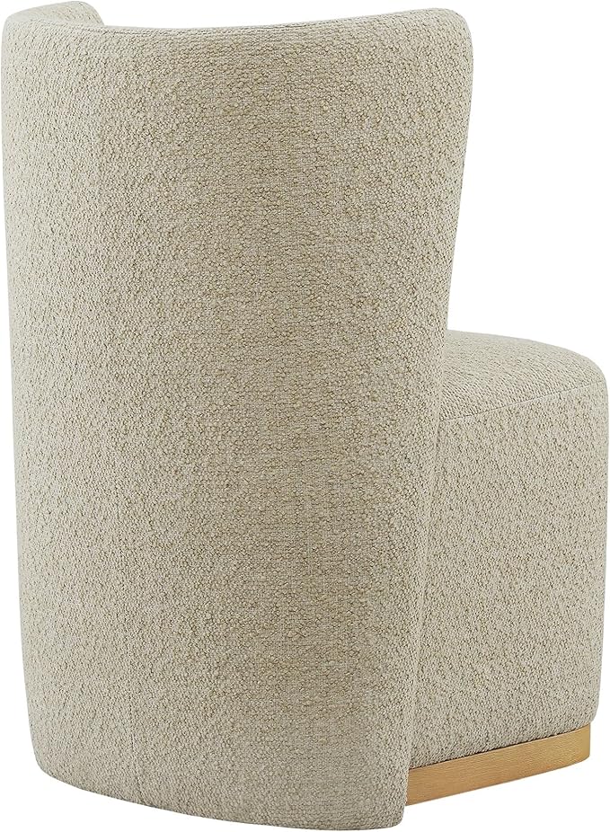 CHITA Upholstered Rolling Dining Chair on Casters Set of 2, FSC Certified Modern Fabric Dining Chair with Casters, Boucle Dining Chairs for Reading Room Waiting Room Kitchen Dining Room, Oatmeal