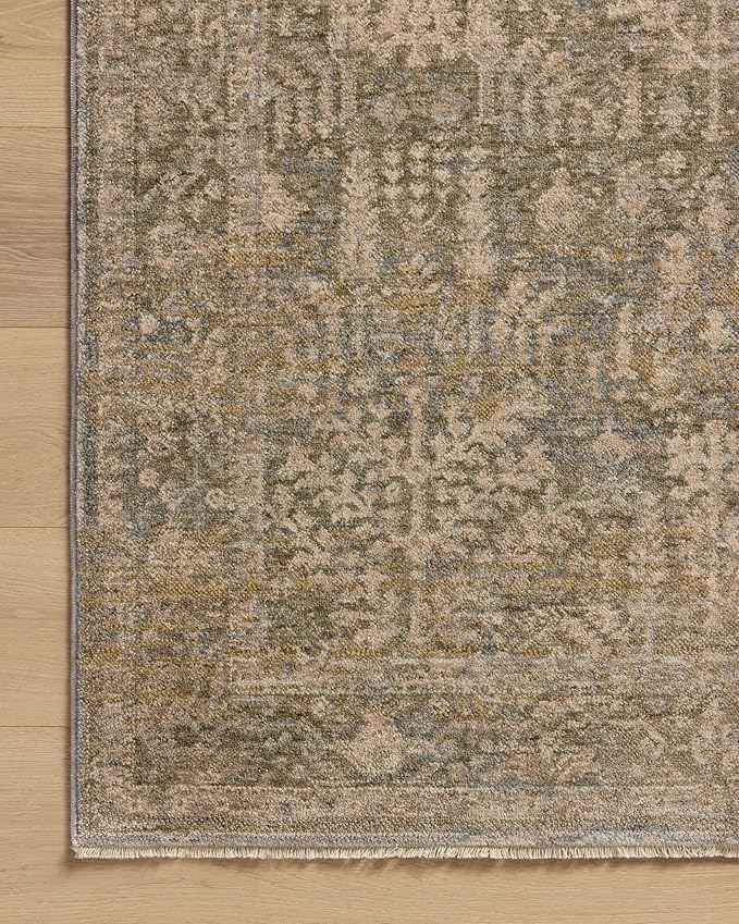 Loloi Magnolia Home by Joanna Gaines Junie Collection JUE-02 Moss/Natural 5'-3" x 5'-3", .38" Pile Height, Round Area Rug