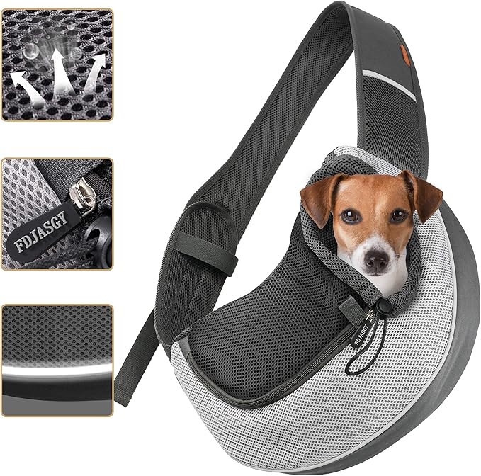 FDJASGY Pet Sling Carrier for Small Dogs Cats,Breathable Mesh Travelling Hand Free Puppy Backpack with Pouch and Adjustable Strap Carrier